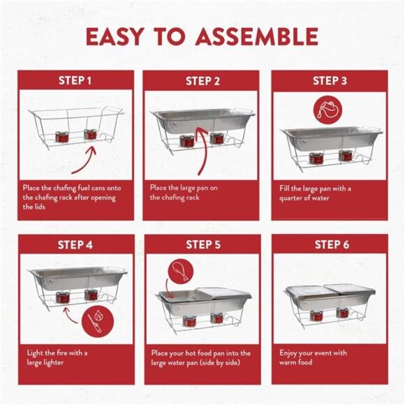 Alpha Living Large 33-Pcs Disposable Chaffing Buffet with-Covers, Utensils - Picture 5 of 7